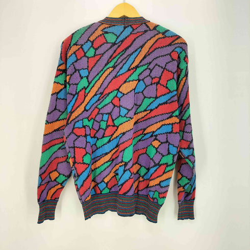 ミッソーニスポーツ MISSONI SPORTS イタリア製 マルチカラー リブ切替 アートデザイン クルーネックニット メンズ
