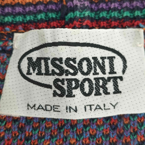 ミッソーニスポーツ MISSONI SPORTS イタリア製 マルチカラー リブ切替 アートデザイン クルーネックニット メンズ