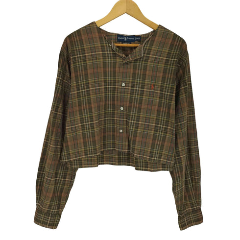 ラルフローレン RALPH LAUREN マドラスチェック ノーカラーブラウス classic fit レディース JPN:L