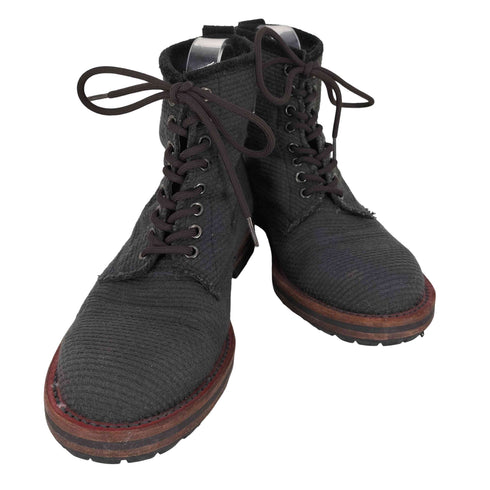 vibramソール スエード切替 ハニカム レースアップブーツ メンズ