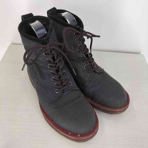 vibramソール スエード切替 ハニカム レースアップブーツ メンズ