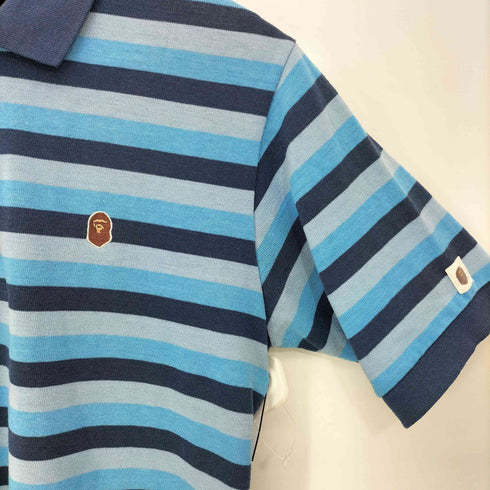 アベイシングエイプ A BATHING APE 90s 初期 三角タグ ロゴ刺繍 ボーダーポロシャツ メンズ JPN:L