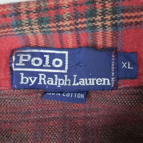 ポロバイラルフローレン Polo by RALPH LAUREN タータンチェック ネル地 ハーフボタン プルオーバーシャツ メンズ import:XL