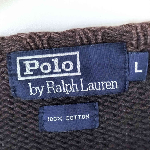 ポロバイラルフローレン Polo by RALPH LAUREN 同色 ポニー刺繍 コットン クルーネックニット メンズ import:L