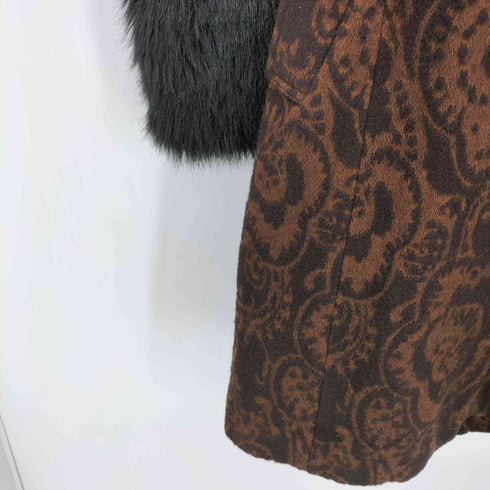 ミッシェルクラン MICHEL KLEIN ジャガード ペイズリー ベルテッド ファーコート レディース EUR:40