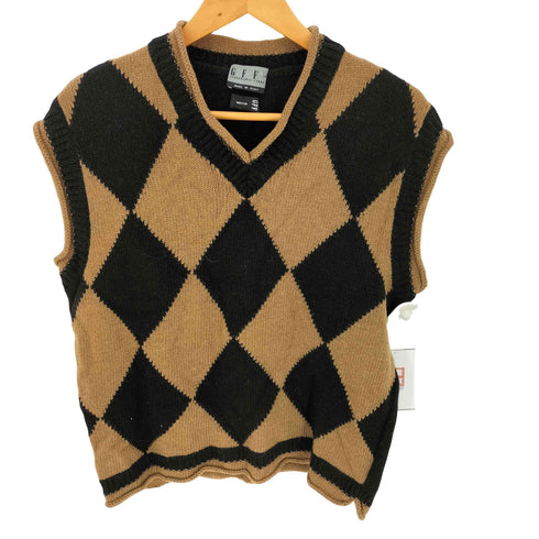 ジャンフランコフェレ GIANFRANCO FERRE イタリア製 アーガイル Vネック ベスト メンズ import:M