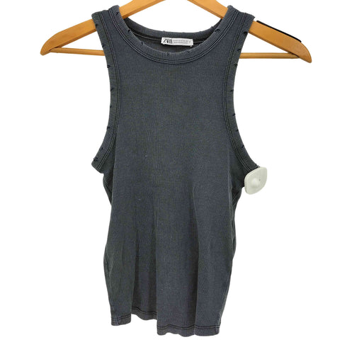 ザラ ZARA ダメージ加工 リブタンクトップ レディース import:M