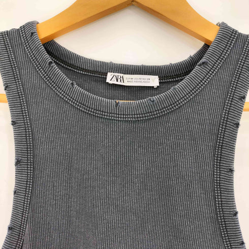 ザラ ZARA ダメージ加工 リブタンクトップ レディース import:M