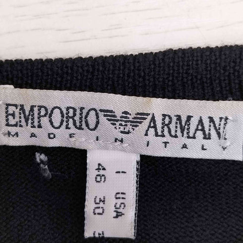 エンポリオアルマーニ EMPORIO ARMANI 90s イタリア製 ロゴ刺繍 メリノウール クルーネックニット メンズ EUR:46