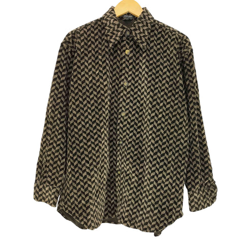 ジョルジオアルマーニ Giorgio Armani 90s 黒タグ イタリア製 幾何学模様 L/S レギュラーカラーシャツ メンズ EUR:46