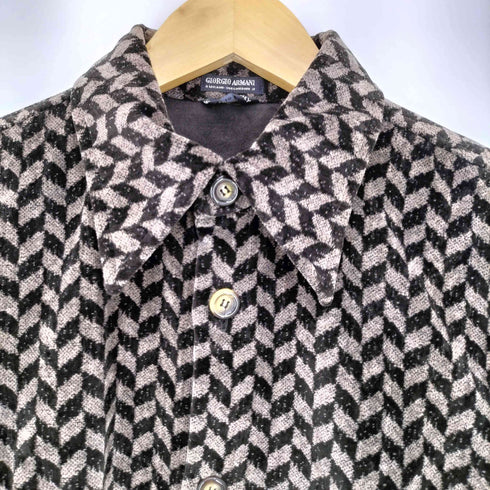 ジョルジオアルマーニ Giorgio Armani 90s 黒タグ イタリア製 幾何学模様 L/S レギュラーカラーシャツ メンズ EUR:46