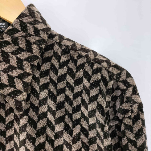ジョルジオアルマーニ Giorgio Armani 90s 黒タグ イタリア製 幾何学模様 L/S レギュラーカラーシャツ メンズ EUR:46