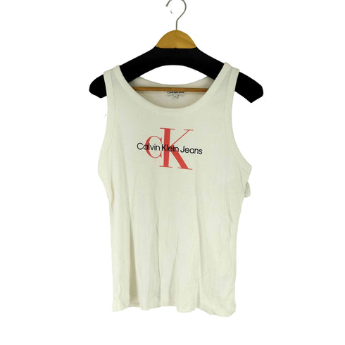 カルバンクラインジーンズ Calvin Klein Jeans フロントプリント リブタンクトップ レディース import:XXL