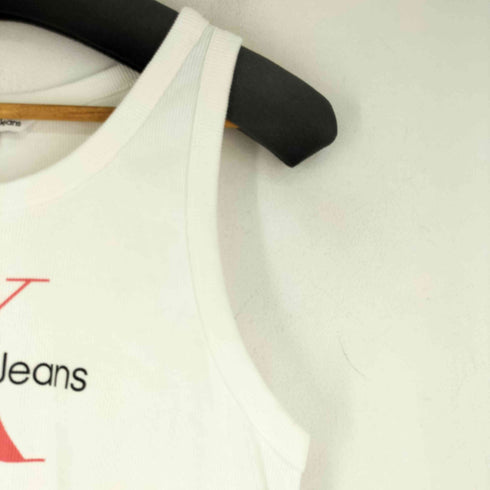 カルバンクラインジーンズ Calvin Klein Jeans フロントプリント リブタンクトップ レディース import:XXL