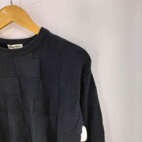 アルマーニコレツィオーニ ARMANI COLLEZIONI 80s~90s 白タグ イタリア製 ブロックパターン クルーネックニット メンズ EUR:48