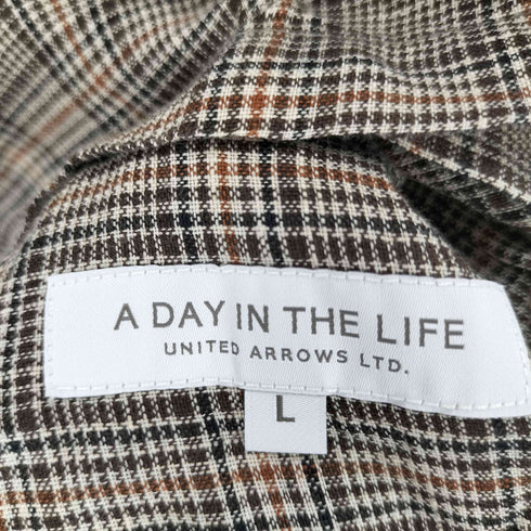 アデイインザライフユナイテッドアローズ A day in the life UNITED ARROWS リネンチェック ジップシャツ メンズ import:L