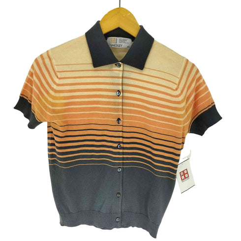 ジョンスメドレー JOHN SMEDLEY ボーダー コットンニットポロシャツ レディース