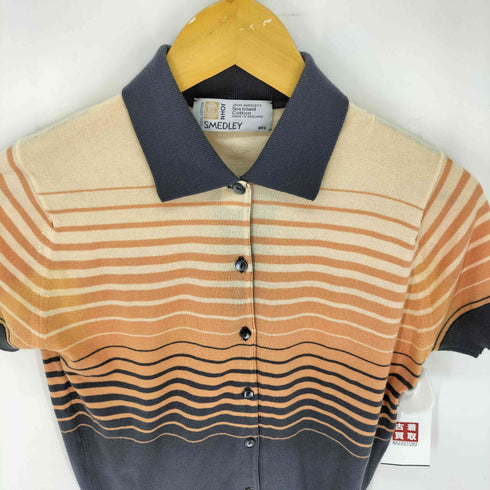 ジョンスメドレー JOHN SMEDLEY ボーダー コットンニットポロシャツ レディース