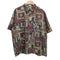 80-90S タイ シルク 総柄 S/S レギュラーカラー シャツ メンズ import:XL