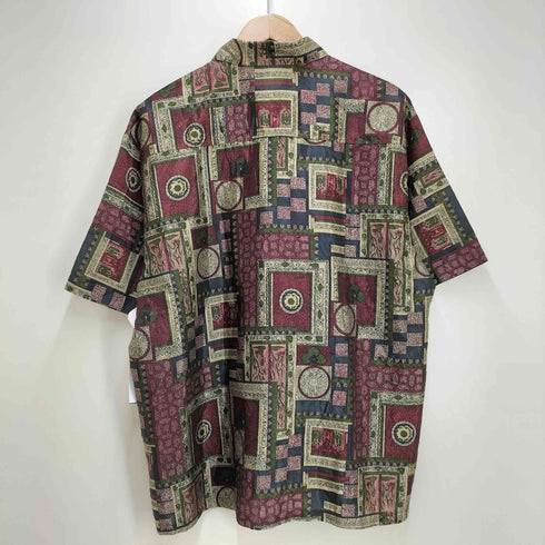 80-90S タイ シルク 総柄 S/S レギュラーカラー シャツ メンズ import:XL
