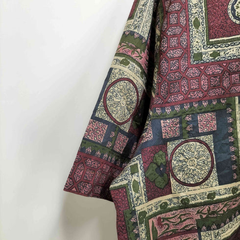 80-90S タイ シルク 総柄 S/S レギュラーカラー シャツ メンズ import:XL