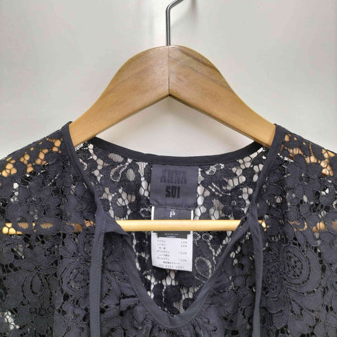 アナスイ ANNA SUI USA製 レーヨン混 フラワー レース ポンチョ Y2K レディース P