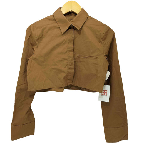 ザラ ZARA クロップド ポプリン L/S シャツ レディース import:S