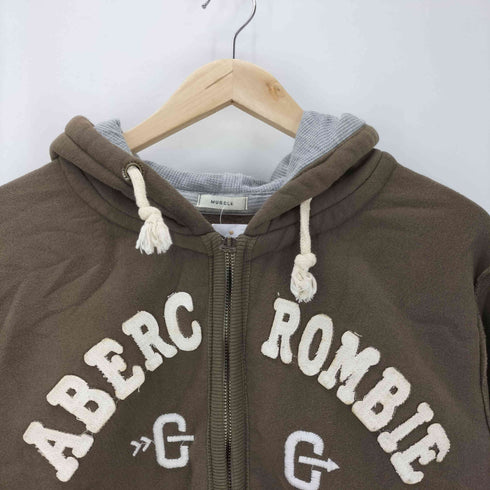 アバクロンビーアンドフィッチ Abercrombie & Fitch 00S ワッペン 刺繍 ダメージ ジップ フーディー パーカー メンズ import:L