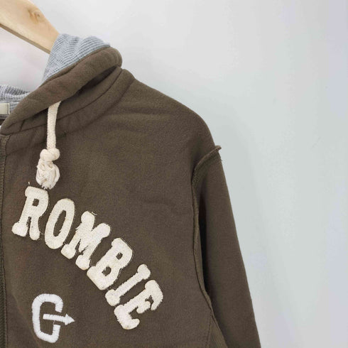 アバクロンビーアンドフィッチ Abercrombie & Fitch 00S ワッペン 刺繍 ダメージ ジップ フーディー パーカー メンズ import:L
