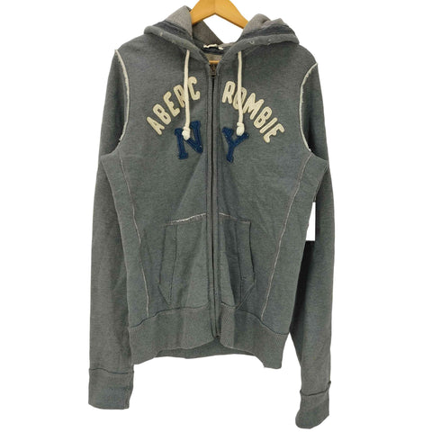 アバクロンビーアンドフィッチ Abercrombie & Fitch 00S ワッペン 刺繍 インサイドアウト ジップ フーディー パーカー Y2K メンズ import:L