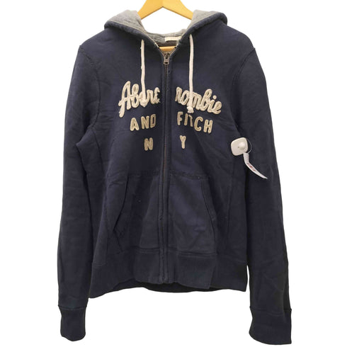 アバクロンビーアンドフィッチ Abercrombie & Fitch 00S ワッペン 刺繍 インサイドアウト ジップ フーディー パーカー Y2K メンズ import:L