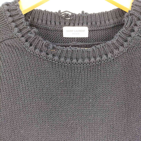 サンローランパリ SAINT LAURENT PARIS Destroy Crewneck Knit Sweater デストロイ加工クラッシュニット メンズ import:XL