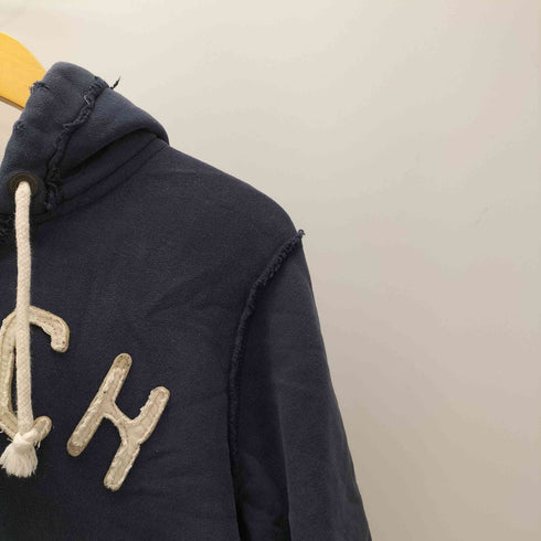 アバクロンビーアンドフィッチ Abercrombie & Fitch 00S ワッペン ナンバリング 92 刺繍 インサイドアウト ダメージ ジップ フーディー パーカー Y2K メンズ import:L