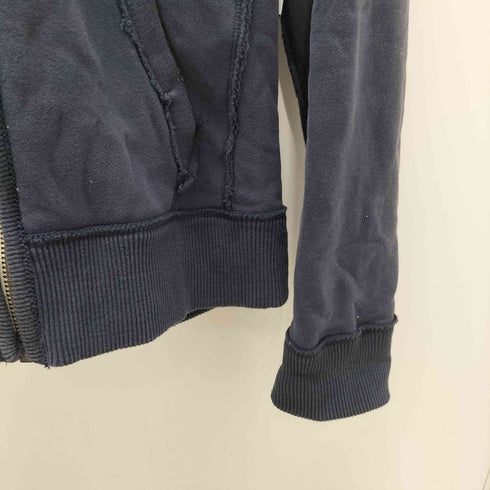 アバクロンビーアンドフィッチ Abercrombie & Fitch 00S ワッペン ナンバリング 92 刺繍 インサイドアウト ダメージ ジップ フーディー パーカー Y2K メンズ import:L