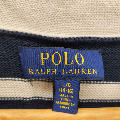 ポロラルフローレン POLO RALPH LAUREN ワッペン コットンニット カーディガン レディース L (14~16)