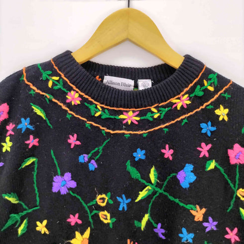 Allison Blair 80-90s 花刺繍 アクリルニット メンズ M
