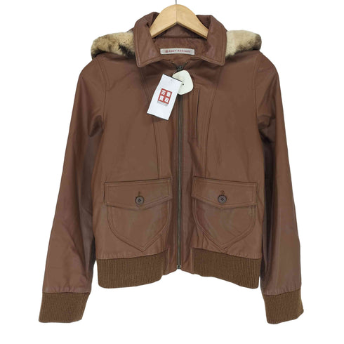 RACY RADIANT lamb leather rabbit fur ラビットファー ラムレザージャケット レディース M