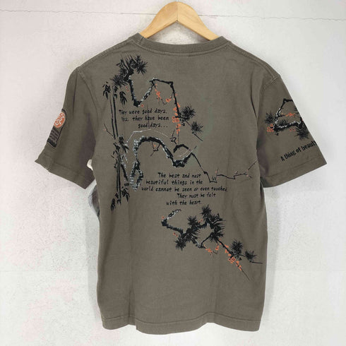 和柄 落葉松 両面プリントクルーネックTシャツ メンズ 38