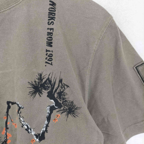 和柄 落葉松 両面プリントクルーネックTシャツ メンズ 38