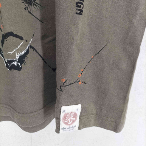 和柄 落葉松 両面プリントクルーネックTシャツ メンズ 38