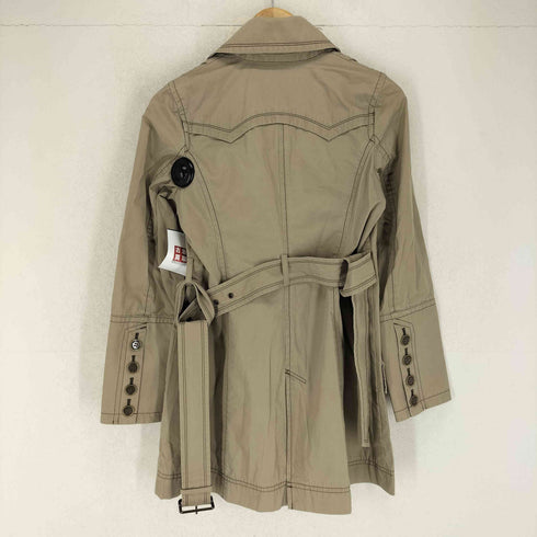バーバリーブルーレーベル BURBERRY BLUE LABEL メタルボタン ギミック 裏地チェックトレンチコート レディース 36