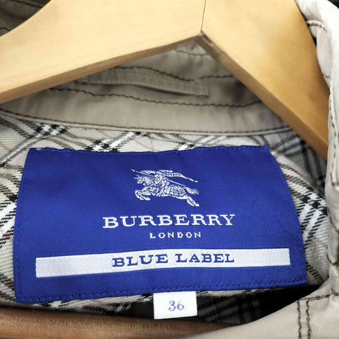 バーバリーブルーレーベル BURBERRY BLUE LABEL メタルボタン ギミック 裏地チェックトレンチコート レディース 36