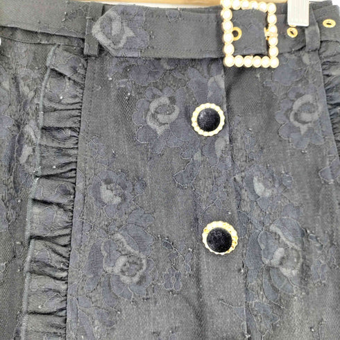 ロジータ Rojita 花柄刺繍 フリル ベルテッドスカート レディース FREE