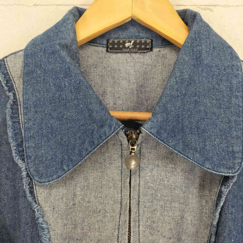 フロント切替ジップデニムジャケット レディース M