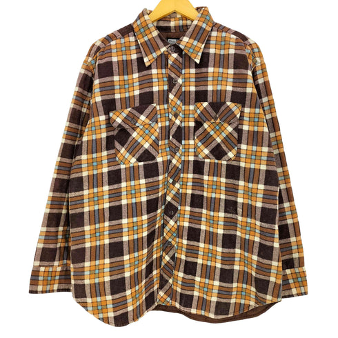 ジェーシーペニー JC Penney 60-70s QUILTED SHIRT 襟芯 マドラスチェック キルティング フランネルシャツ メンズ import:XL