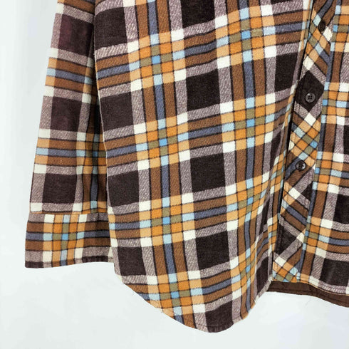 ジェーシーペニー JC Penney 60-70s QUILTED SHIRT 襟芯 マドラスチェック キルティング フランネルシャツ メンズ import:XL