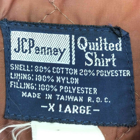ジェーシーペニー JC Penney 60-70s QUILTED SHIRT 襟芯 マドラスチェック キルティング フランネルシャツ メンズ import:XL