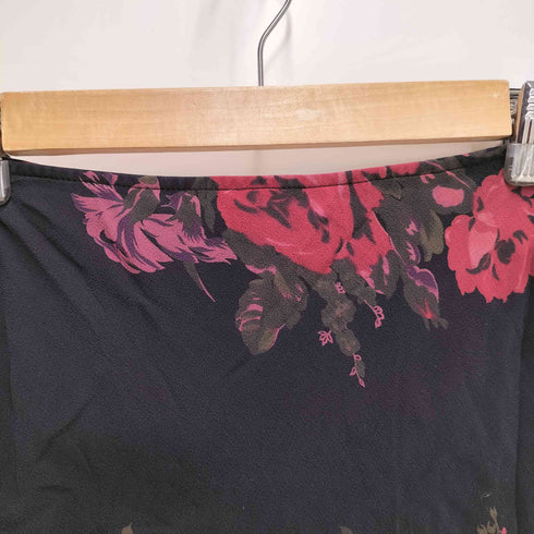 BETSEY JOHNSON. Y2K シルク切替 レース フラワープリント スカート レディース
