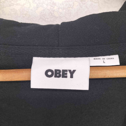 オベイ OBEY ロゴ刺繍 ジップアップパーカー メンズ import:L