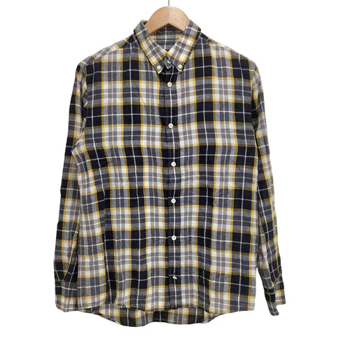 アーペーセー A.P.C. コットン リネン チェック L/S ボタンダウン シャツ メンズ import:S